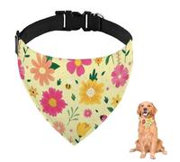 Pañuelo para perro, diseño de abejas y flores amarillas y rosas con correa ajustable, anillo en D, pañuelo para mascotas, baberos triangulares para gatos, ropa y accesorios para perros, cachorros