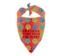 Pañuelo para perros nerviosos con texto en inglés «Please Ask To Pet Dogs» para adiestramiento de perros (Little Scared)