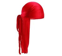 Pañuelo pirata para mujer y hombre, bandanas largas y anchas, gorro pirata, bandanas para hip-hop, satén para hip-hop, gorro pirata, gorro de onda, rojo, Talla única
