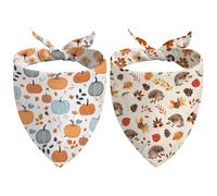 Pañuelo reversible para perro, paquete de 2 unidades, lindo diseño de calabaza, floral, erizo, otoño, para mascotas, triangulares, ajustables, para perros medianos, grandes, extragrandes, niños y
