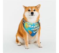 Pañuelo Tipo Bandana para Perros con Estampado Let's Go Travel Around The World, Bandana Triangular Ajustable para Perros y Gatos - Pequeña