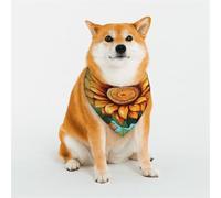 Pañuelo triangular con diseño de girasoles bajo el cielo azul para perros pequeños, medianos y grandes, para gatos o niños