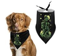 Pañuelo triangular con estampado de aliens and Bigfoot para perro, accesorio ajustable para gatos y perros