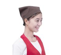Pañuelo triangular para la cabeza del personal de camarera, a la moda, adecuado para restaurante, panadería y cafetería, bordado para cocinero, marrón, Talla única