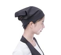Pañuelo triangular para la cabeza del personal de camarera, a la moda, adecuado para restaurante, panadería y cafetería, bordado para cocinero, Negro, Talla única