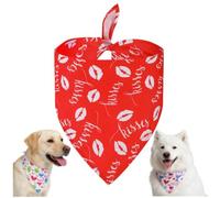 Pañuelo triangular para perro de San Valentín, globo del amor y toalla de drool rosa Cupido para perros medianos y grandes (besos)