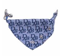 Pañuelo triangular para perros azul con huellas, talla L