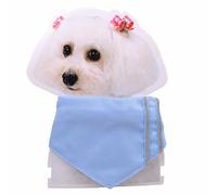 Pañuelo triangular para perros celeste con rayas reflectantes, talla S