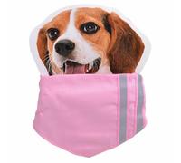 Pañuelo triangular para perros rosa con rayas reflectantes, talla L