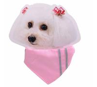 Pañuelo triangular para perros rosa con rayas reflectantes, talla S