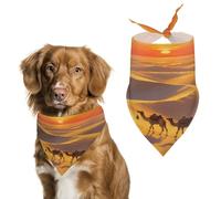 Pañuelo triangular reutilizable para mascotas, diseño de campanas de camello del desierto al atardecer, tela de poliéster, bandana para mascotas para perros pequeños, medianos y grandes, gatos y otras