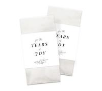 Pañuelos con lágrimas de alegría, incluye puntos adhesivos para cerrar, regalos de boda, servilletas vintage, decoración de boda, iglesia, accesorios de boda, rama de olivo inglés, 50 unidades