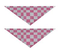 Pañuelos cuadrados de tablero de ajedrez con purpurina falsa, color blanco y rosa, pañuelo suave con botón a presión, bonitos accesorios para mascotas, para perros y gatos, talla S