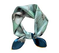 Pañuelos cuadrados pequeños de satén de seda de morera 100 % real, bufanda para el pelo, la cabeza y la cara, 21 x 21 pulgadas, Azul flores 2