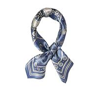 Pañuelos cuadrados pequeños de satén de seda de morera 100% real para mujer, de 53,3 x 53,3 cm, azul blanco Horse, 53,34 x 53,34 cm