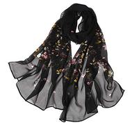 PañUelos Cuello Mujer Suave, Elegante Chal Largo para Mujer con Estampado De Rosas Bufanda De Seda Simulada para Abrigo Y Complemento De Moda