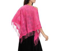 Pañuelos de encaje para mujer, bufandas y pañuelos envoltorios para vestido de noche, chal suave, elegante, boda, dama de honor, estola elástica, ganchillo, murciélago, poncho pequeño, O Rosa Caliente