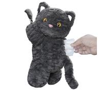Pañuelos de felpa con forma de animal de peluche, bonito pañuelo para el coche de peluche - Portabuchas y cesta 2 en 1 para colgar en el coche, pañuelos de papel de peluche con forma de gato
