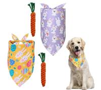 Pañuelos Florales para Perro, Sudadera para Perro con Pañuelo Rojo y Bandana, Ideal para Celebraciones de Pascua, Incluye Juguetes de Zanahoria Tejidos