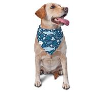 Pañuelos Lavables para Mascotas con diseño de tiburón Sonriente, Animales Marinos, Peces, Estrellas de mar, Color Azul, para Perros, Gatos y Cachorros.
