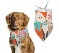 Pañuelos para Perros Christmas Fox and Owl Bufanda Peto Pañuelo para Perro Large: 70 * 30 CM