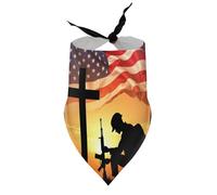 Pañuelos para Perros con diseño de Soldado Americano, Cruz Conmemorativa, Bandera, Atardecer, Baberos de Cuello en V para Cachorros y Mascotas, Bufanda Triangular Ajustable, Accesorios para Cachorros