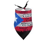Pañuelos para Perros con la Bandera de Puerto Rico con pueblos y Ciudades (2 Unidades), Baberos de Cuello en V para Cachorros, Bufandas Triangulares Ajustables, Accesorios para Cachorros y Gatos pequ