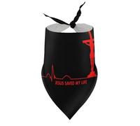 Pañuelos para Perros Jesús salvó mi Vida Crucifijo Latido del corazón Cachorro Mascota Baberos de Cuello en V Bufanda Triangular Pañuelo Ajustable Accesorios para Cachorros pequeños, medianos y Grand