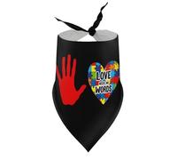 Pañuelos para Perros Love Needs No Words Autism Awareness Heart 1 Puppy Pet Baberos de Cuello en V Bufanda Triangular Pañuelo Ajustable Accesorios para Cachorros pequeños, medianos y Grandes Gatos