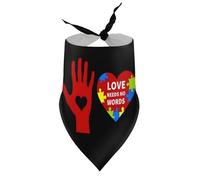 Pañuelos para Perros Love Needs No Words Autism Awareness Heart Puppy Pet Baberos de Cuello en V Bufanda Triangular Pañuelo Ajustable Accesorios para Cachorros pequeños, medianos y Grandes Gatos