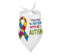 Pañuelos para Perros por Favor, Ten Paciencia Conmigo. Tengo Conciencia del Autismo. Baberos de Cuello en V para Cachorros y Mascotas. Bufanda Triangular Ajustable. Accesorios para Cachorros y Gato