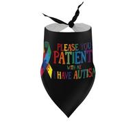 Pañuelos para Perros, por Favor, Ten Paciencia Conmigo. Tengo Conciencia sobre el Autismo. Baberos de Cuello en V para Cachorros y Mascotas. Bufanda Triangular Ajustable. Accesorios para Cachorros y