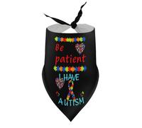 Pañuelos para Perros Sé Paciente, Tengo Autismo, Lazo con Forma de corazón (1), Baberos de Cuello en V para Cachorros y Mascotas, Bufanda Triangular Ajustable, Accesorios para Cachorros y Gatos peq