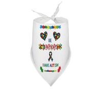 Pañuelos para Perros Sé Paciente, Tengo Autismo, Lazo con Forma de corazón (2), Baberos de Cuello en V para Cachorros y Mascotas, Bufanda Triangular Ajustable, Accesorios para Cachorros y Gatos peq
