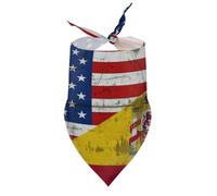 Pañuelos Retro para Perros, Bandera de Estados Unidos, España, EE. UU., Baberos de Cuello en V, Bufanda Triangular Ajustable, Accesorios para Cachorros y Gatos pequeños, medianos y Grandes.