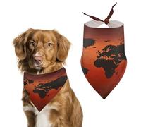Pañuelos rojos y marrones con mapa del mundo para perros pequeños, medianos y grandes, gatos, bufanda para mascotas, baberos lindos de poliéster. Bufanda triangular para mascotas, regalo personalizado