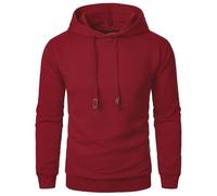 PANVER Men's Hoodies Classic Personality Trend Long-Sleeve Sweatshirt Sport Casual Solid Color Pullover G-Wine Red M