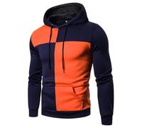 PANVER Men's Hoodies Sport Casual Color Matching Pullover Classic Personality Trend Long-Sleeve Sweatshirt J-Navy XL