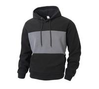 PANVER Men's Hoodies Sport Casual Drawstring Color Matching Pullover Classic Personality Trend Long-Sleeve Sweatshirt D-Black Grey XL