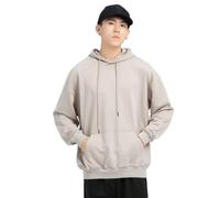 PANVER Men's Hoodies Sport Casual Drawstring Solid Color Pullover Classic Personality Trend Long-Sleeve Sweatshirt L-Light Grey XXL
