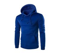 PANVER Men's Hoodies Sport Casual Kangaroo Pocket Solid Color Pullover Classic Personality Trend Long-Sleeve Sweatshirt F-Blue L