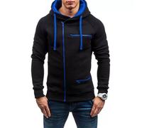 PANVER Men's Hoodies Sport Casual Solid Color Pullover Classic Personality Trend Long-Sleeve Sweatshirt A-Black 3XL
