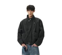 PANVER Men'S Transitional Jacket Classic Fashion Casual Outdoorjacket Regular Fit Lapels Solid Color Long-Sleeve Jackets E-Dark Grey L