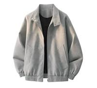 PANVER Men'S Transitional Jacket Classic Fashion Casual Outdoorjacket Regular Fit Lapels Solid Color Long-Sleeve Jackets G-Grey M