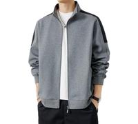 PANVER Men'S Transitional Jacket Regular Fit Lapels Color Matching Long-Sleeve Jackets Classic Fashion Casual Outdoorjacket E-Light Grey 3XL