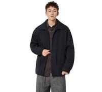 PANVER Men'S Transitional Jacket Regular Fit Solid Color Lapels Long-Sleeve Jackets Classic Fashion Casual Outdoorjacket D-Black 3XL