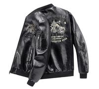 PANVER Men'S Transitional Jacket Regular Fit With Pockets Solid Color Long-Sleeve Jackets Classic Fashion Casual Outdoorjacket G-Black M