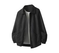 PANVER Men'S Transitional Jacket Regular Fit With Pockets Solid Color Long-Sleeve Jackets Classic Fashion Casual Outdoorjacket A-Black XL