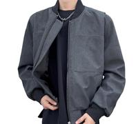 PANVER Men'S Transitional Jacket Youth Personality Trend Baseballjacket Regular Fit Sport Casual Long-Sleeve Jackets A-Black M