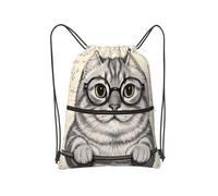 panverix Bolsa deportiva para gimnasio, elegante bolsa de cuerda, mochila de entrenamiento para gimnasio, Gato con conocimiento, Talla única